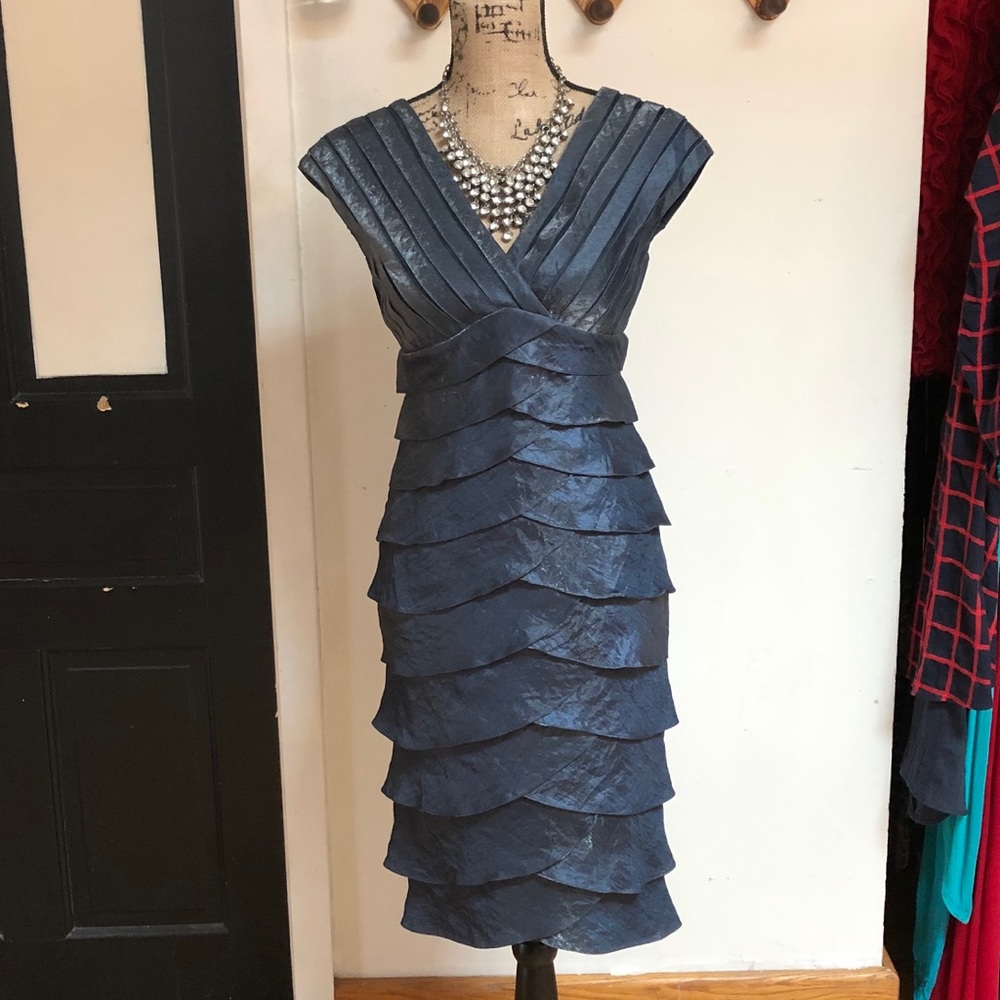 Adrianna Papell Satin Shutter Cut Occasion Dress